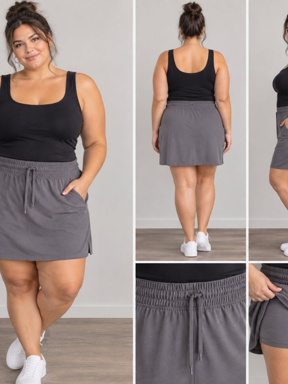 Nwt MTA Sport Plus Size 2x Grey Tennis Skirt With Shorts